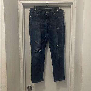 Jennifer Lopez Dark Blue Distressed Straight Leg Jeans